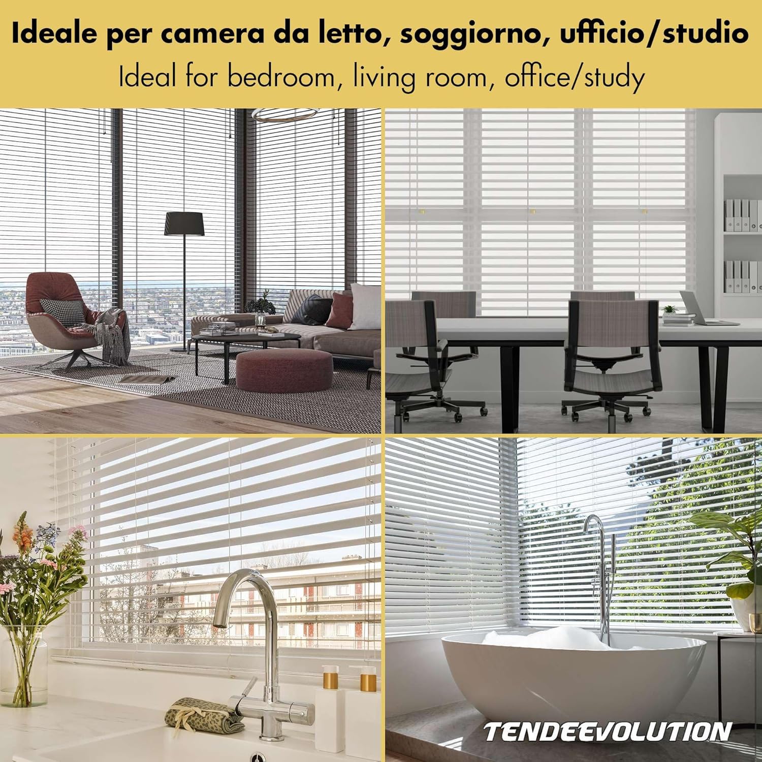 Tenda Veneziana Su Misura in Alluminio, Lamella da 25mm - Larghezza 1,50 x Altezza 1,50, Col. Nero 0049, Comando e Orientamento a Sinistra