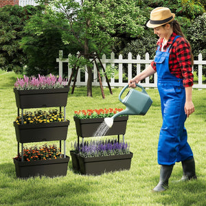 Letto Verticale Rialzato, 6 PZ Fioriere da Giardino per Verdure, Erbe e Fiori, Fioriere Elevate per Interni ed Esterni per Patio, Giardino e Balcone (Nero)