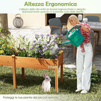 Fioriera da Giardino Rialzata, Letto da Giardino Elevato in Legno con Pannello Divisore, Fori di Drenaggio, Aiuola Rialzata per Piante, Fiori, Erbe e Verdure (Marrone)