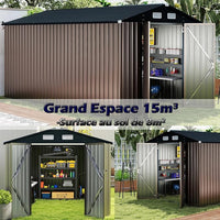 Casetta da Giardino 350 x 223 x 197 cm,con Tetto Inclinato e Porta Doppia, con 4 Finestre Traspiranti, Magazzinaggio Attrezzi