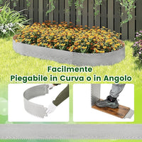 Bordatura da Giardino 6 M, Set di 6 Bordi per Aiuola 110 x 22 cm in Metallo Zincato con Paio di Guanti, Recinzione Flessibile per Prato, Cortile e Giardino