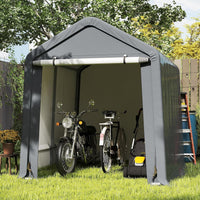 Tenda Garage per Moto e Bicicletta Impermeabile, Cappanone da Esterno con Porta a Cerniera Arrotolabile, Tendone Deposito da Giardino Multiuso per Attrezzi, 240 x 195 x 214 cm