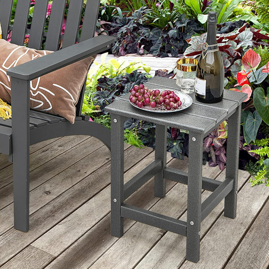 Tavolino da Giardino Quadrato per Esterno, Tavolo Adirondack in HDPE Resistente alle Intemperie, per Interno ed Esterno Patio, Portico, Giardino, Facile Manutenzione (Quadrato, Grigio)