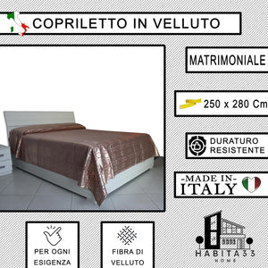 Copriletto Matrimoniale Autunno Inverno in Morbido Velluto Digitale, Misure Generose 250x280cm, Manifattura Italiana (Foil Rosa)