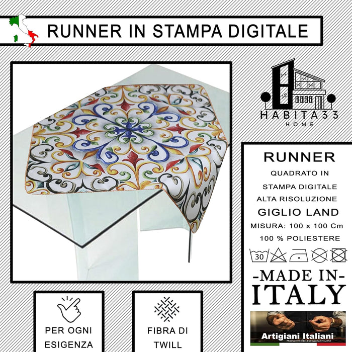 Runner da Tavola, Centrotavola Moderno per Mobili da interno o esterno Made in Italy (Giglio Land)