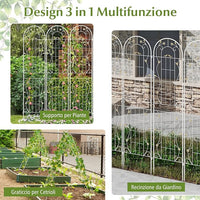 Grigliati per Rampicanti 180 x 50 CM, Set di 2 Tralicci di Metallo Antiruggine per Piante Rampicanti, Rose e Verdure, Decorazione Esterna per Giardino, Cortile e Patio (Bianco)