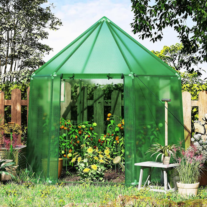 Mini Serra Portatile da Esterno per Inverno con Copertura in PE, Telaio in Metallo Anti-ruggine Rivestito in PE, Porta con Cerniera Arrotolabile e Finestre, Serra per Giardino e Cortile