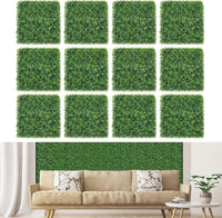 Pianta Finta 50 x 50 cm 12 Pezzi, Pannelli da Parete in Erba Artificiale, Pannelli in PE, Recinzione di Privacy da Interno ed Esterno per Giardino, Cortile e Salotto