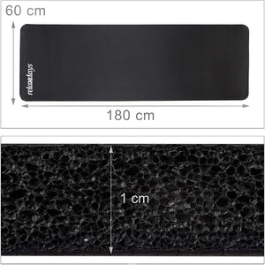 Tappetino yoga spessore 1 cm cinturino in gomma trasporto ginnastica pilates aerobica nero 13_0002843_3
