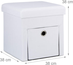 Sgabello contenitore pieghevole in lino bianco 13_0002779