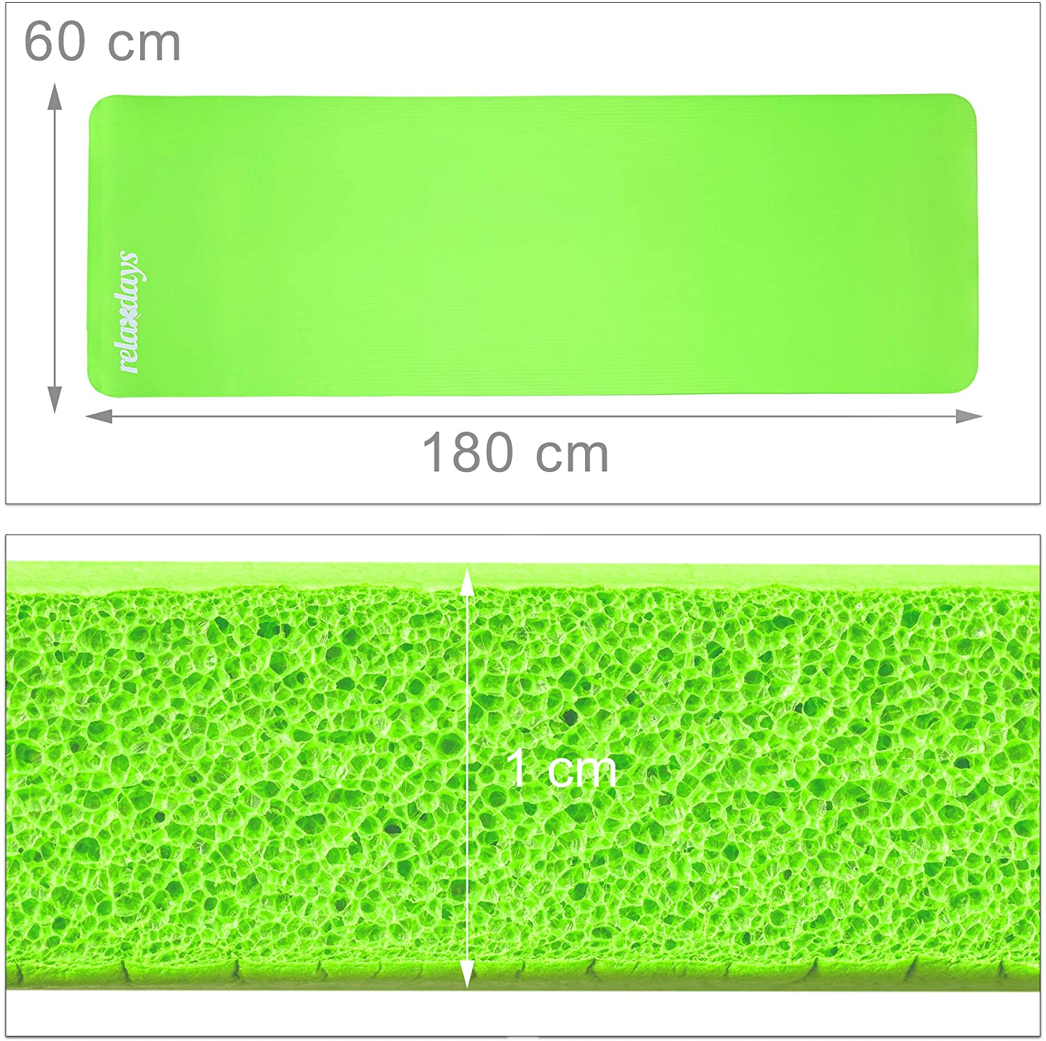 Tappetino yoga spessore 1 cm cinturino in gomma trasporto ginnastica pilates aerobica verde 13_0002843_6