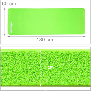 Tappetino yoga spessore 1 cm cinturino in gomma trasporto ginnastica pilates aerobica verde 13_0002843_6