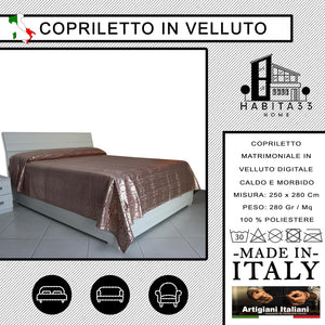 Copriletto Matrimoniale Autunno Inverno in Morbido Velluto Digitale, Misure Generose 250x280cm, Manifattura Italiana (Foil Rosa)