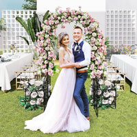 Arco da Giardino, Pergolato in Metallo con Cancello Bloccabile e Fioriere Laterali, Arco per Piante Rampicanti e Viti da Uva, Decorazione per Cerimonia Matrimoniali