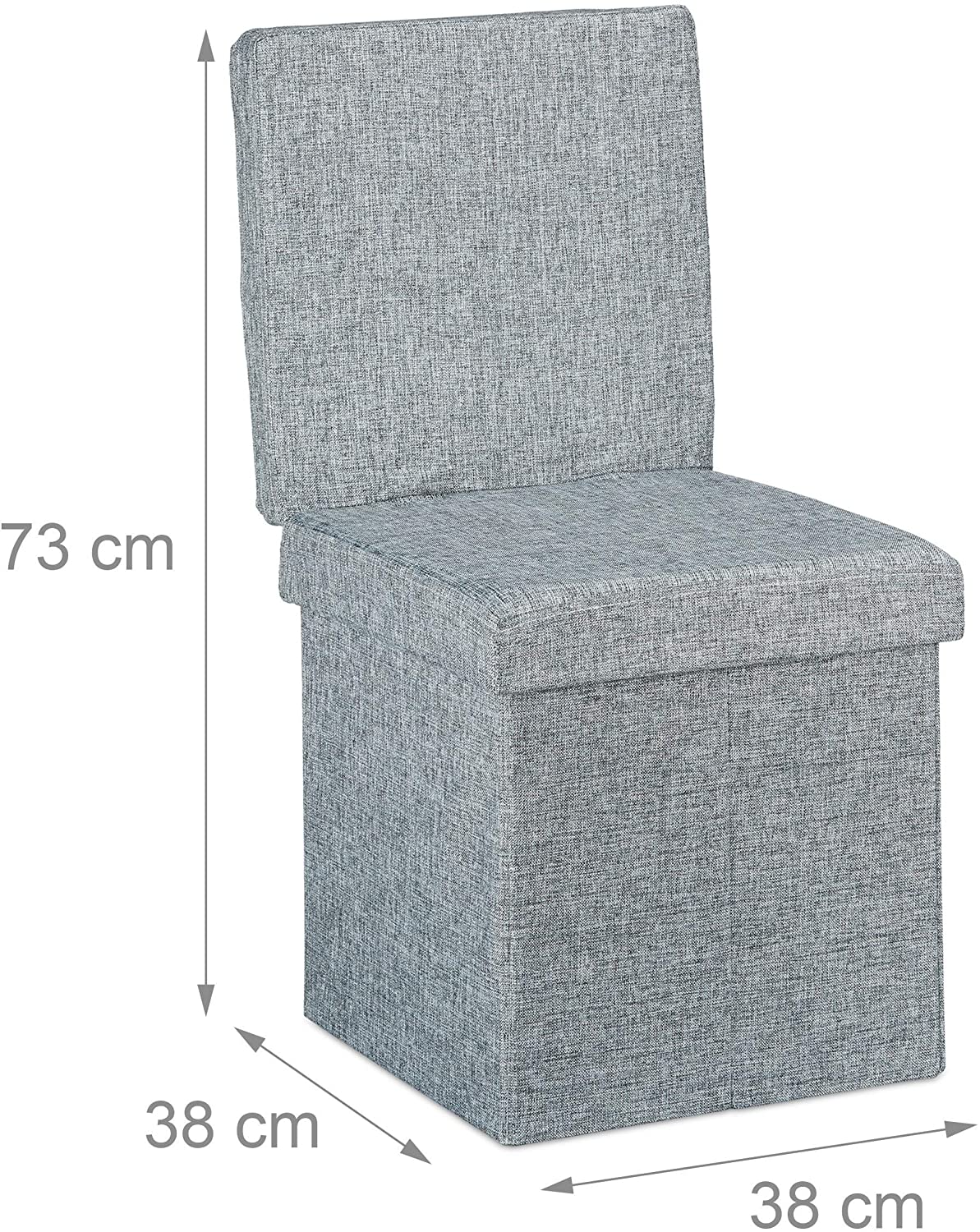 Sgabello contenitore pieghevole con schienale in lino grigio 13_0002778