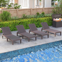 Set di 2 Sedie a Sdraio, Lettino Prendisole da Esterno in PP con Schienali Regolabili in 4 Posizioni, Sedia Reclinabile per Patio, Piscina, Terrazza, Portata 160 kg (Marrone)