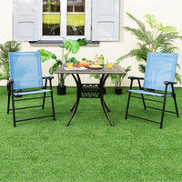 Set di 2/4 Sedie Pieghevoli da Giardino, Sedie Portatili con Braccioli e Struttura in Metallo, Sedie da Esterno Giardino Campeggio,Portata 150 kg (4, Blu, 65 x 60 x 93 cm)