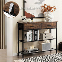 Tavolo Consolle in Legno, Tavolo da Ingresso con 2 Cassetti e 2 Ripiani, Tavolo Multifunzionale e Moderno per Ingresso, Soggiorno e Corridoio, 100 x 30 x 81,5 cm (Marrone Rustico)