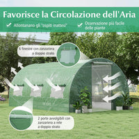 Serra da Giardino, Serra Tunnel per Orto e Piante con Copertura Resistente, Struttura Robusta in Acciaio Zincato, Finestre Avvolgibili e Porte con Cerniera (400 x 300 x 200 cm)