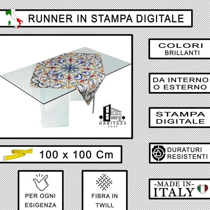 Runner da Tavola, Centrotavola Moderno per Mobili da interno o esterno Made in Italy (Giglio Land)