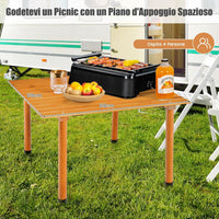 Tavolo da Campeggio Pieghevole per Esterni, Tavolo Picnic in Legno con Borsa Portatile, Tavolo da Campeggio Multifunzione per Spiaggia, Picnic, Pesca, Barbecue, 69 x 69 x 42 cm (Naturale)