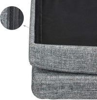 Sgabello contenitore pieghevole con schienale in lino grigio 13_0002778