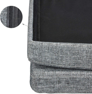 Sgabello contenitore pieghevole con schienale in lino grigio 13_0002778