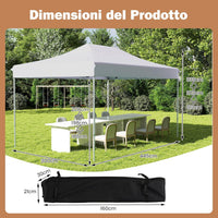 Gazebo Pop-up Pieghevole 3 x 4,5 m, Gazebo da Giardino Impermeabile Altezza Regolabile con Fori di Drenaggio, Tenda da Giardino Antivento con Borsa di Trasporto a Ruote (Bianco)