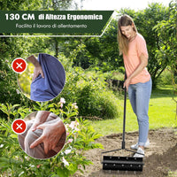 Arieggiatore Giardino 44/53 CM, Arieggiatore da Prato con Manico Rimovibile e Punte per Allentamento del Terreno, Arieggiatore Manuale per Prato, Giardino e Cortile (44 x 128 cm Nero)