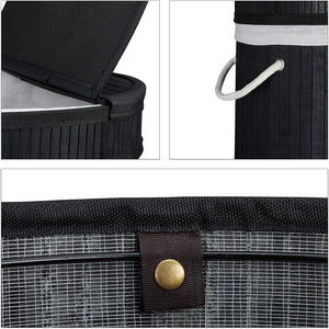 Cesto portabiancheria rotondo con coperchio 63 cm bambù nero 13_0000819_4
