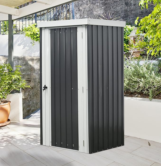 Casetta Box Da Giardino in acciaio galvanizzato ad una porta, misura base 77x98 cm