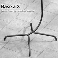 Supporto per Amaca a C, Base per Sedia Sospesa in Metallo Pesante con Gancio a Molla e Rotazione a 360°, Telaio per Amaca per Interni ed Esterni, Portata 180 kg