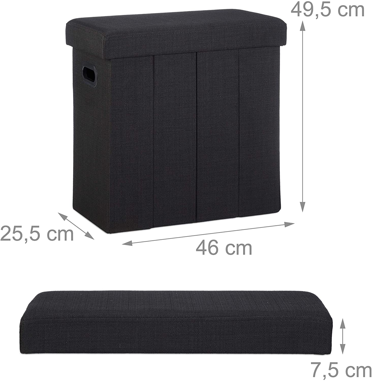 Sgabello panca panca pouf portaoggetti pieghevole 50 litri nero 13_0002776_2