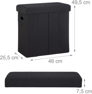 Sgabello panca panca pouf portaoggetti pieghevole 50 litri nero 13_0002776_2