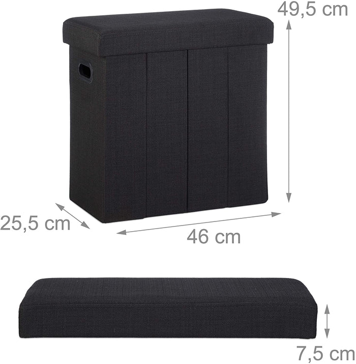 Sgabello panca panca pouf portaoggetti pieghevole 50 litri nero 13_0002776_2
