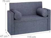 Panca con schienale 2 posti cassapanca ripiegabile pratico sedile ribaltabile 115 cm grigio 13_0000374