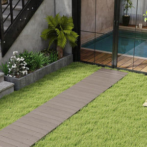 Percorso Giardino 242 cm, Passerella Dritta da Esterno con Connessione a Filo Metallico, Superficie Antiscivolo, Sentiero da Giardino Resistente alle Intemperie per Corti, Grigia