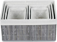 Set di 6 cestini portaoggetti decorativi in ​​bambù e tessuto grigio 13_0002507_4