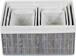 Set di 6 cestini portaoggetti decorativi in ​​bambù e tessuto grigio 13_0002507_4