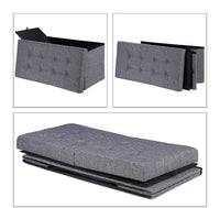 Panca con vano portaoggetti imbottito e pieghevole con coperchio incernierato grigio 13_0000373