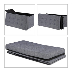 Panca con vano portaoggetti imbottito e pieghevole con coperchio incernierato grigio 13_0000373
