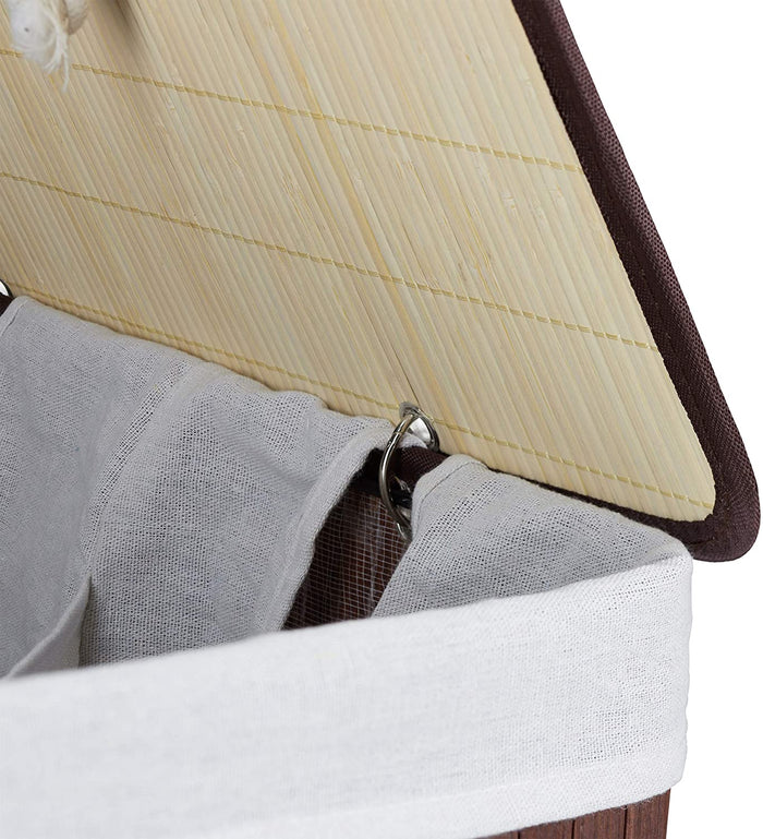 Cesto portabiancheria cesto 2 scomparti con sacco 95 litri brown bambù 13_0001904