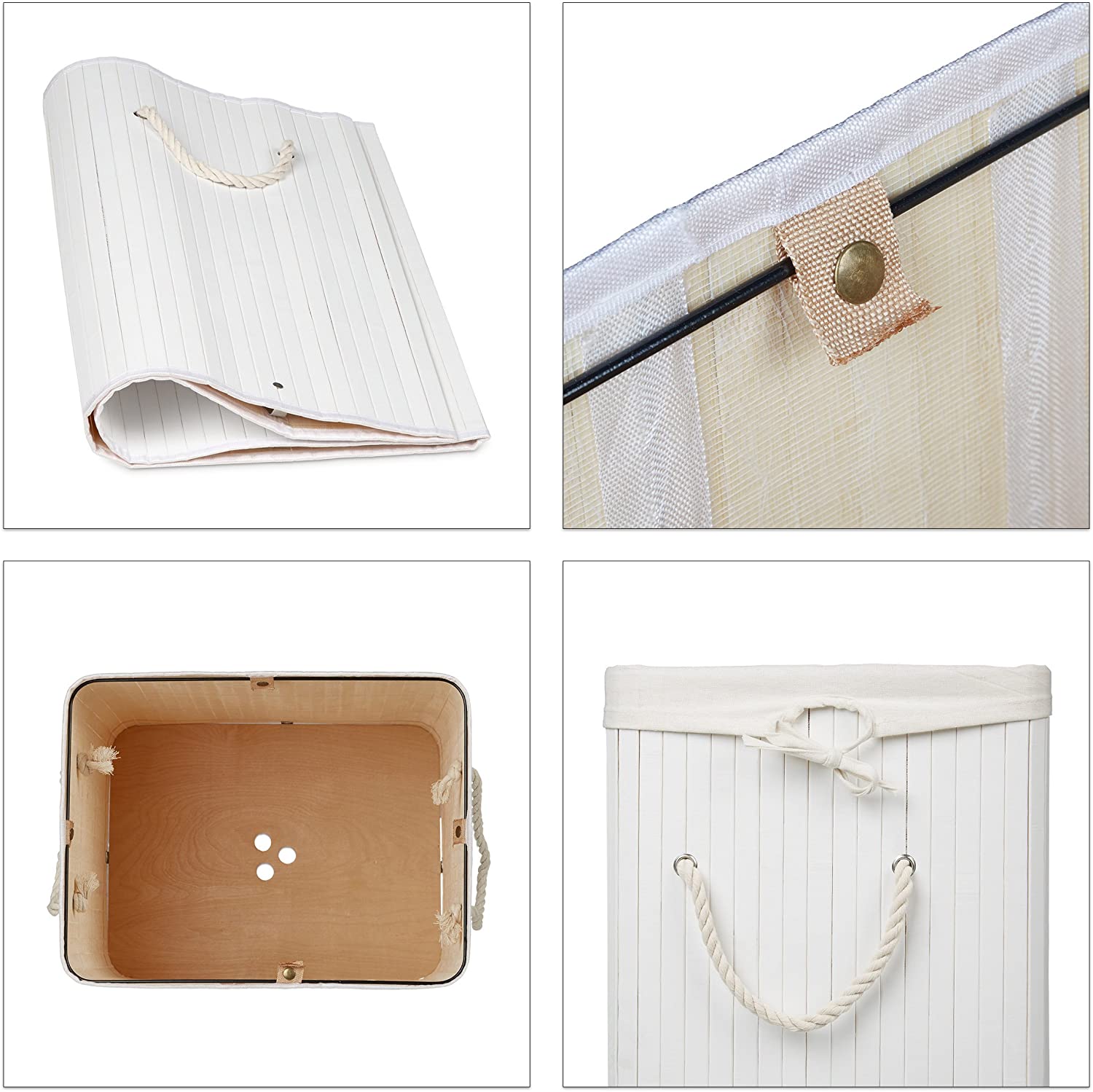 Portabiancheria rettangolare con sacco in cotone 65,5 cm bambù bianco 13_0001905_3