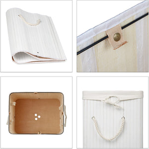 Portabiancheria rettangolare con sacco in cotone 65,5 cm bambù bianco 13_0001905_3