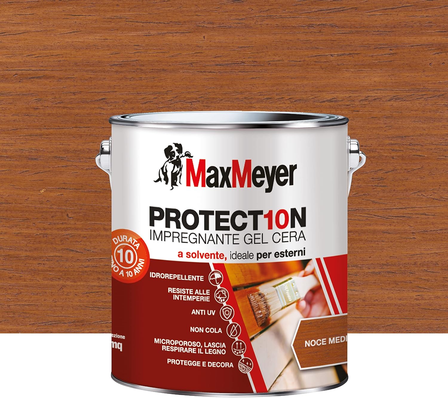 Impregnante a Solvente per Esterni PROTECT10N, Noce Medio, 0.75L