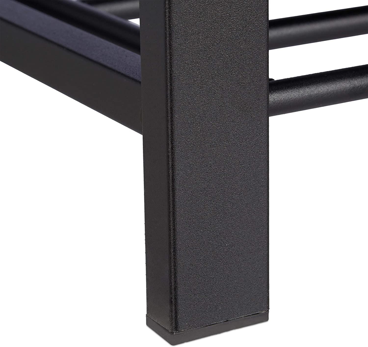 Panca panca porta scarpe cuscino scarpiera imbottita in tessuto 2 livelli marrone metallo 13_0000366_3