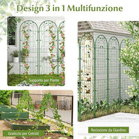 Grigliati per Rampicanti, Set da 2 Supporti Rampicanti 180 x 50 cm in Metallo, Griglie per Tralicci per Piante Tralicci a Incastro,Decorazione Esterna per Giardino, Cortile, Patio (Verde)