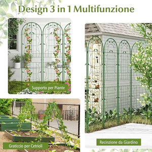 Grigliati per Rampicanti, Set da 2 Supporti Rampicanti 180 x 50 cm in Metallo, Griglie per Tralicci per Piante Tralicci a Incastro,Decorazione Esterna per Giardino, Cortile, Patio (Verde)