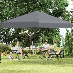 Gazebo Pop-up da Esterno 295 x 295 cm, Gazebo Pieghevole con Borsa da Trasporto, 8 Picchetti, 4 Corde Antivento, 3 Altezze Regolabili, Ideale per Feste, Barbecue, Giardino, Spiaggia (Grigio)
