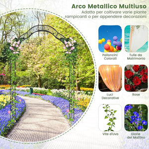 Arco da Giardino con Traliccio 250CM, 2 Mezzi Archi Trasformabili in Varie Forme, Pergolato in Metallo per Piante Rampicanti e Rose Viti, Decorazioni da Giardino per Matrimoniali